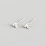 Luxury Geometric Clover Stud Earrings 925 Sterling Silver Women Jewelry - Genuine - Gemstone