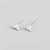 Luxury Geometric Clover Stud Earrings 925 Sterling Silver Women Jewelry - Genuine - Gemstone