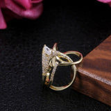 Luxury Gold Twist Ring Zircon Women Wedding Jewelry - Genuine - Gemstone