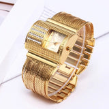 Luxury Gold Women's Bracelet Wrist Watche Strap Waterproof - Genuine - Gemstone