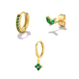 Luxury Green Emerald Stud Earrings for Women Wedding Jewelry - Genuine - Gemstone