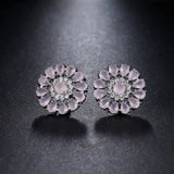 Luxury Green Flower Stud Earings For Women Bridal Jewelry - Genuine - Gemstone