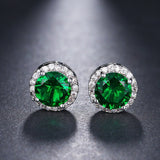 Luxury Green Flower Stud Earings For Women Bridal Jewelry - Genuine - Gemstone