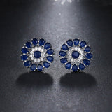 Luxury Green Flower Stud Earings For Women Bridal Jewelry - Genuine - Gemstone