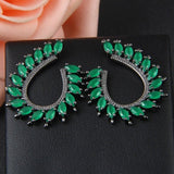 Luxury Green Flower Stud Earings For Women Bridal Jewelry - Genuine - Gemstone