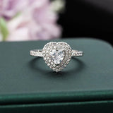 Luxury Heart Engagement Ring Silver For Women Wedding Jewelry - Genuine - Gemstone