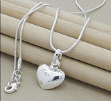 Luxury Heart Pendant Necklace Silver For Women Wedding Jewelry - Genuine - Gemstone