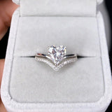 Luxury Heart Zircon Engagement Ring Set for Women Bridal Jewelry - Genuine - Gemstone