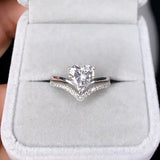 Luxury Heart Zircon Engagement Ring Set for Women Bridal Jewelry - Genuine - Gemstone