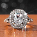 Luxury Inlaid AAA Zircon Ring Wedding Accessories Women's Jewelry - Genuine - Gemstone