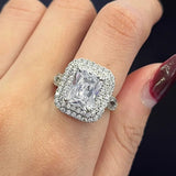 Luxury Inlaid AAA Zircon Ring Wedding Accessories Women's Jewelry - Genuine - Gemstone