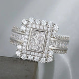 Luxury Inlaid AAA Zircon Ring Wedding Accessories Women's Jewelry - Genuine - Gemstone