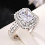 Luxury Inlaid AAA Zircon Ring Wedding Accessories Women's Jewelry - Genuine - Gemstone