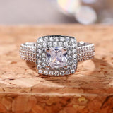 Luxury Inlaid AAA Zircon Ring Wedding Accessories Women's Jewelry - Genuine - Gemstone