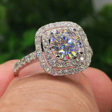 Luxury Inlaid AAA Zircon Ring Wedding Accessories Women's Jewelry - Genuine - Gemstone