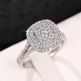 Luxury Inlaid AAA Zircon Ring Wedding Accessories Women's Jewelry - Genuine - Gemstone