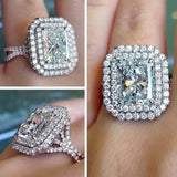 Luxury Inlaid AAA Zircon Ring Wedding Accessories Women's Jewelry - Genuine - Gemstone