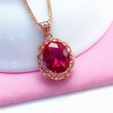 Luxury inlaid ruby jewelry set 585 Gold Rose Wedding Jewelry - Genuine - Gemstone