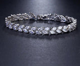 Luxury Leaf Chain Bracelet White AAA Cubic Zircon Woman's Jewelry Wedding Party Gift - Genuine - Gemstone