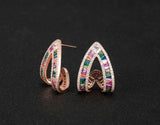 Luxury Multicolor Gemstone Earring Full mirco paved Women Wedding Party Jewelry - Gemstone Gold