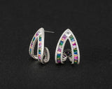 Luxury Multicolor Gemstone Earring Full mirco paved Women Wedding Party Jewelry - Gemstone Gold