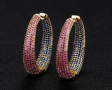 Luxury Multicolor Gemstone Earring Full mirco paved Women Wedding Party Jewelry - Gemstone Gold