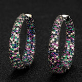 Luxury Multicolor Gemstone Earring Full mirco paved Women Wedding Party Jewelry - Gemstone Gold