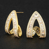 Luxury Multicolor Gemstone Earring Full mirco paved Women Wedding Party Jewelry - Gemstone Gold
