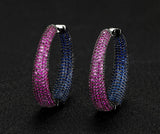 Luxury Multicolor Gemstone Earring Full mirco paved Women Wedding Party Jewelry - Gemstone Gold