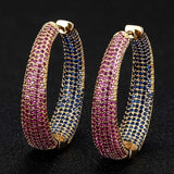 Luxury Multicolor Gemstone Earring Full mirco paved Women Wedding Party Jewelry - Gemstone Gold