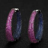 Luxury Multicolor Gemstone Earring Full mirco paved Women Wedding Party Jewelry - Gemstone Gold