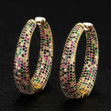 Luxury Multicolor Gemstone Earring Full mirco paved Women Wedding Party Jewelry - Gemstone Gold