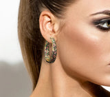 Luxury Multicolor Gemstone Earring Full mirco paved Women Wedding Party Jewelry - Gemstone Gold