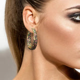 Luxury Multicolor Gemstone Earring Full mirco paved Women Wedding Party Jewelry - Gemstone Gold
