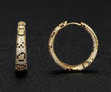 Luxury Multicolor Gemstone Earring Full mirco paved Women Wedding Party Jewelry - Gemstone Gold