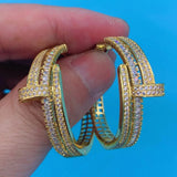 Luxury Multicolor Gemstone Earring Full mirco paved Women Wedding Party Jewelry - Gemstone Gold