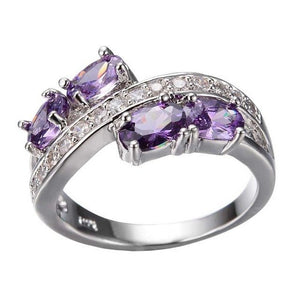 Luxury Natural Amethyst Ring Wedding Engagement 925 Sterling Silver - Genuine - Gemstone