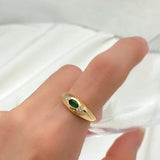 Luxury Natural Green Zircon Ring 585 Rose Gold Women Wedding Jewelry - Genuine - Gemstone