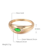 Luxury Natural Green Zircon Ring 585 Rose Gold Women Wedding Jewelry - Genuine - Gemstone