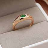 Luxury Natural Green Zircon Ring 585 Rose Gold Women Wedding Jewelry - Genuine - Gemstone