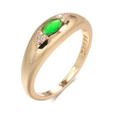 Luxury Natural Green Zircon Ring 585 Rose Gold Women Wedding Jewelry - Genuine - Gemstone