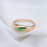 Luxury Natural Green Zircon Ring 585 Rose Gold Women Wedding Jewelry - Genuine - Gemstone