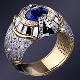 Luxury Natural Royal Blue Ring Men Jewelry Engagement Anniversary - Genuine - Gemstone