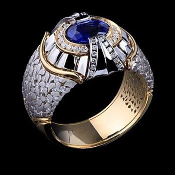 Luxury Natural Royal Blue Ring Men Jewelry Engagement Anniversary - Genuine - Gemstone