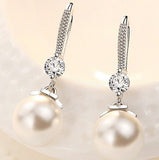 Luxury Pearl Dangle Earrings 925 Silver For Women Engagement Jewelry - Genuine - Gemstone