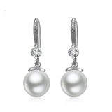 Luxury Pearl Dangle Earrings 925 Silver For Women Engagement Jewelry - Genuine - Gemstone