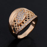 Luxury Promise Zircon Ring 585 Rose Gold Women Wedding Jewelry - Genuine - Gemstone