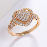 Luxury Promise Zircon Ring 585 Rose Gold Women Wedding Jewelry - Genuine - Gemstone