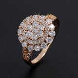 Luxury Promise Zircon Ring 585 Rose Gold Women Wedding Jewelry - Genuine - Gemstone