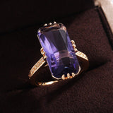 Luxury Purple Amethyst Ring for Women Bridal Wedding Jewelry - Genuine - Gemstone